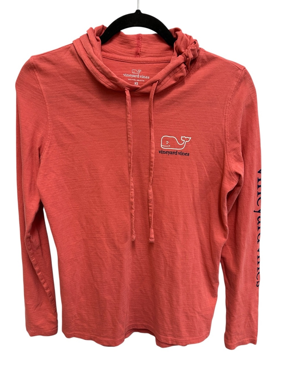 Vineyard Vines Vintage Whale Long Sleeve Hoodie Tee Size XS in Coral